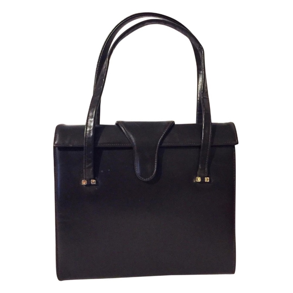 Vintage Block brown leather top handle bag